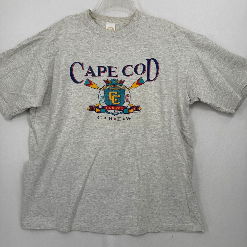 BAC Cape Cod T-Shirt Mens XL Gray Vintage 90s Sport Gear‎ Crew Made in USA